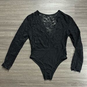 Black Lace V-Neck Bodysuit